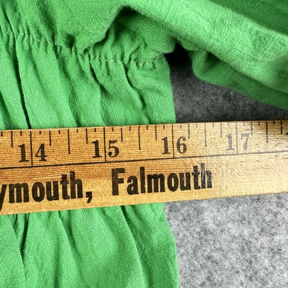 Hausen Mini Romper Womens Large Smocked Puff Sleeve Cottage Boho Pockets Stretch - Picture 10 of 16